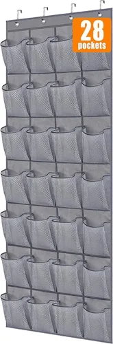 Miniatura 12 de MISSLO Organizador de zapatos colgante con 28 bolsillos grandes para colgar sobre la puerta, zapatero para puerta de armario, soporte de zapatos