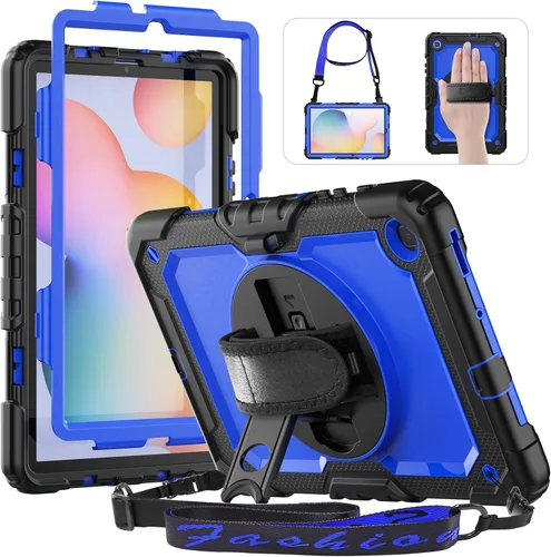 HXCASEAC Funda para Samsung Galaxy Tab S6 Lite de 10,4 pulgadas, protectora con protector de pantalla/correa de mano/soporte para bolígrafo S, a