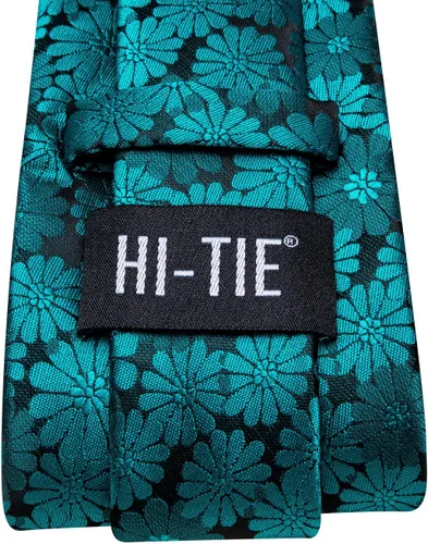 Miniatura 150 de Hi-Tie Corbatas de seda para hombre, diseño de cachemira a rayas, con bolsillo, gemelos cuadrados, conjunto formal de negocios