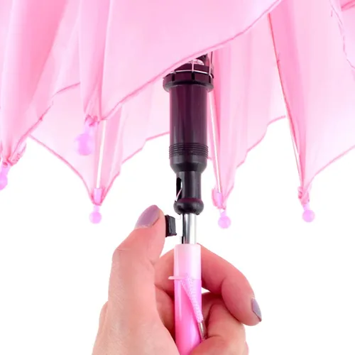 Miniatura 3 de BG Sombrilla ligera de color rosa sólido para niños con silbato novedoso