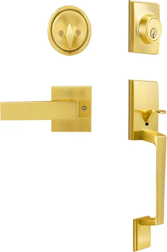 Miniatura 8 de Azdele Juego de manijas y cerrojos para puerta delantera, juego de cerradura de puerta delantera, juego de cerradura de puerta exterior, manija