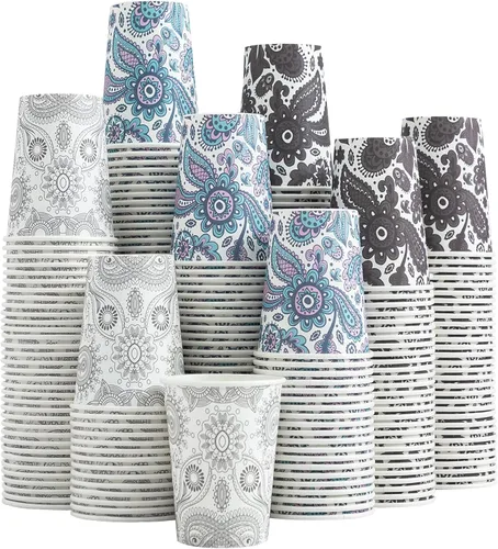 Miniatura 13 de Clawsoff Paquete de 300 vasos de papel de 3 onzas, vasos desechables para baño, vasos pequeños para enjuague bucal, mini vasos de papel de 3 onzas