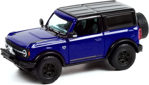 Miniatura 2 de Greenlight Bronco coleccionable 2021 VIN de 2 puertas #001 Lightning Blue con muelle azul marino interior (lote #3008) Barrett Jackson Scottsdale
