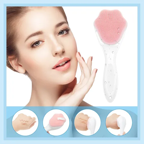 Miniatura 4 de Cepillo exfoliante facial de silicona, 3 piezas, cepillo exfoliante, cepillo de limpieza facial de silicona de mano con 3 herramientas de limpieza