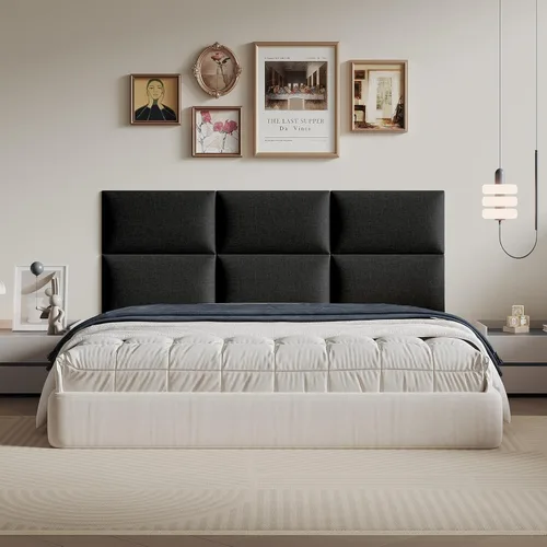 Miniatura 13 de Cabecero de palo color beige - Juego de 6 paneles montados en la pared para camas tamaño Queen, 61 x 30 cm, cabecero decorativo de fácil instalación