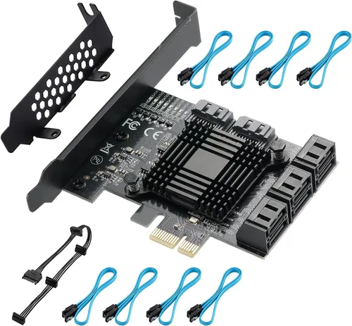Miniatura 10 de Tarjeta PCI Express a SATA 3.0 de 2X 10 Puertos, Tarjeta de Expansión PCI Express a SATA III de 6Gbps, Chips ASM1166+JMB575