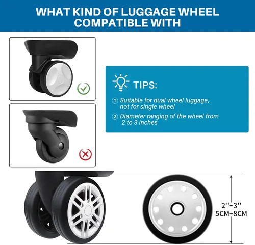 Miniatura 5 de LEWSHQI Fundas protectoras de ruedas de equipaje de 8 piezas, funda de silicona para maletas, accesorios de ruedas, para la mayoría de las ruedas