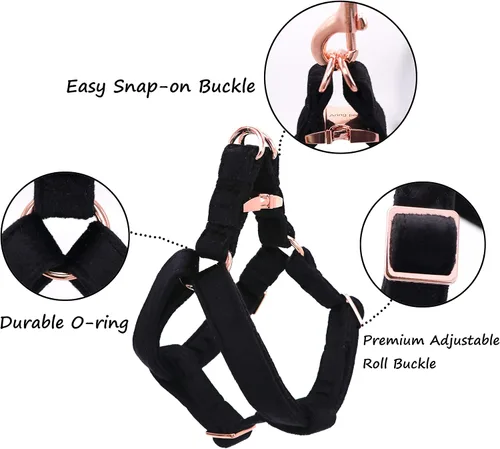 Miniatura 5 de ARING PET Arnés halter para perro, arnés de terciopelo para perro, arnés halter para perro sin tirones, arnés ajustable resistente para perros