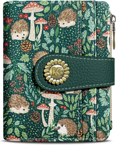 Miniatura 26 de Kelvoris Cartera pequeña Rfid para mujer, plegable, con cremallera, bolsillo para monedas, piel sintética, compacto, para tarjetas de crédito