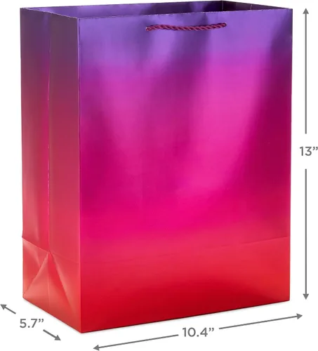 Miniatura 3 de Hallmark Surtido de bolsas de regalo iridiscentes grandes de 13 pulgadas (3 bolsas: gradiente de arco iris - azul/verde, oro/plata, morado/rojo)