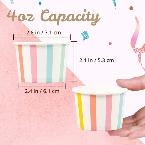 Miniatura 4 de MATICAN Tazas de helado de papel – 50 cuencos desechables de postre de 4 onzas para alimentos calientes o fríos, suministros de fiesta de 4 onzas