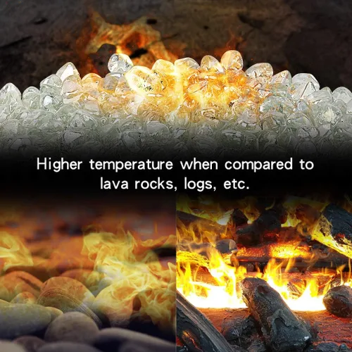 Miniatura 4 de Stanbroil Diamantes de cristal de fuego de 10 libras, vidrio de fuego de 1/2 pulgada para chimenea, hoguera y paisajismo, brillo de hielo de cristal
