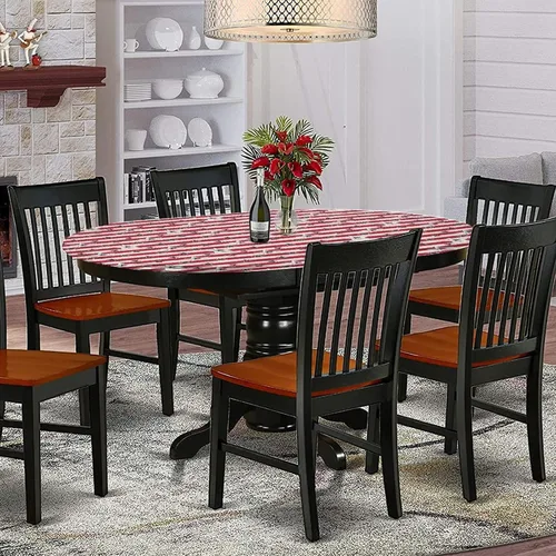 Miniatura 2 de Mantel ovalado ajustable para mesa de patio, poliéster elástico de Estados Unidos, mantel de mesa con estampado de patrón patriótico «Love My