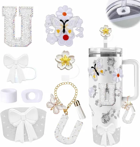 Miniatura 97 de 15 piezas de set de accesorios para vaso Stanley Cup 30oz 40oz con asa, incluye cubierta de pajita de silicona y bota, encanto de asa, encantos