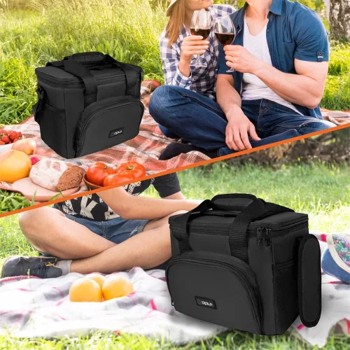 Miniatura 6 de OPUX Bolsa de enfriador suave, bolsa de almuerzo plegable aislada para hombres, trabajo, camping, playa, viaje, portátil, de lado suave, Negro