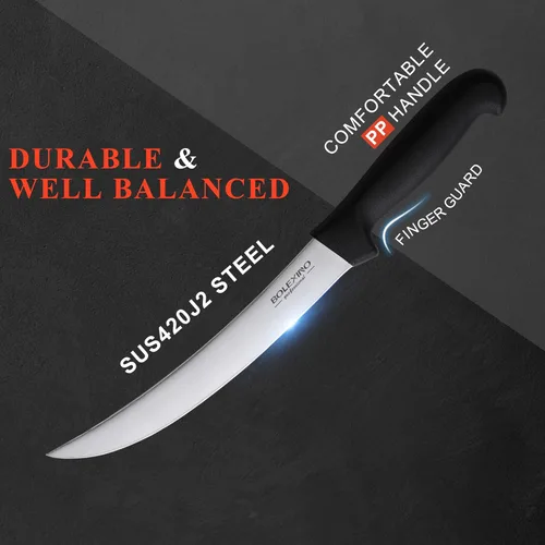 Miniatura 4 de Cuchillo de carnicero curvado de 8 pulgadas con mango ergonómico, buena nitidez para cortar carne de filete de carne, acero inoxidable japonés