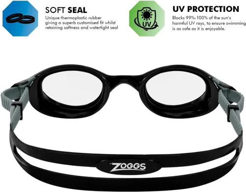 Miniatura 3 de Zoggs Gafas de natación Phantom 2.0 unisex para adultos, protección UV, visión amplia, lente curvada, ajuste rápido, sin fugas, 461031