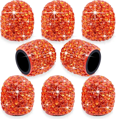 Miniatura 19 de 8 PCS Tapas de Válvula de Vástago de Neumático con Diamantes de Cristal Brillante, Tapas de Válvula de Neumático de Coche a Prueba de Polvo Blanco
