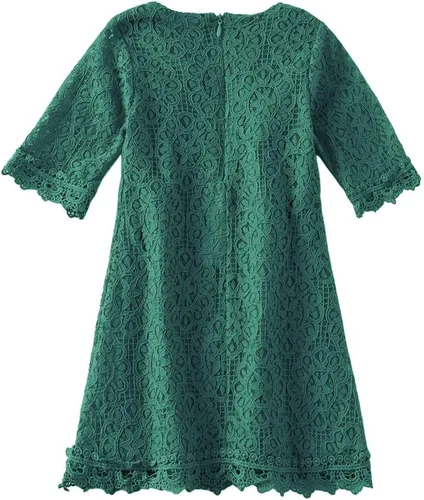 Miniatura 2 de Niyage - Vestido de encaje para niñas pequeñas con flores, elegante, de mangas cortas, de fiesta, de princesa