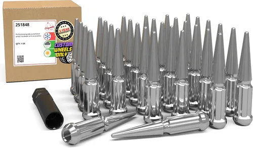 Miniatura 15 de Wheel Accessories Parts 32 Piezas Tuercas M14x1.5 14x1.5 Rosca con Púas de 4.4" de Largo Tuercas Rojas para Camión Spline Hex Compatible con Chevy