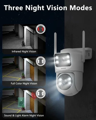 Miniatura 6 de Sistema de cámara de seguridad inalámbrica de doble lente de 4 MP, NVR WiFi de 16 canales con 2 cámaras, 4 antenas un 55% más de alcance, fijo +
