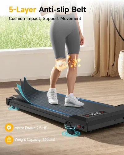 Miniatura 9 de Walking Pad Treadmill with Handle Bar,Walking Pad with Incline 8%,2.5HP Quiet Under Desk 320 lbs 2 in 1Treadmills for Home Office,Compact Foldable