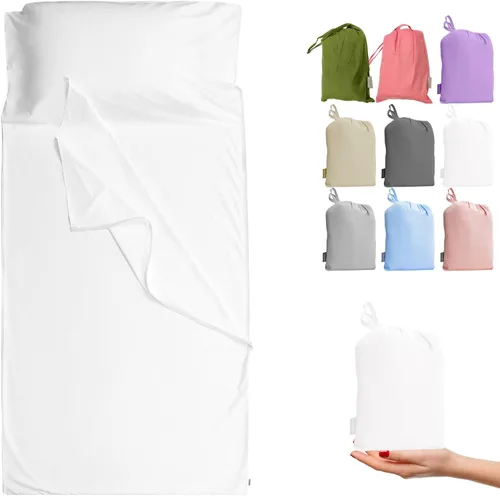 Miniatura 12 de Forro de saco de dormir 100% algodón con cremallera, sábana de viaje para adultos, para hoteles, camping, excursionistas, colchón, caravana, sofá