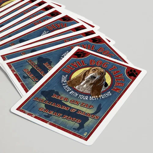 Miniatura 5 de Lantern Press Cartel vintage de Devil Dog Tavern, Basset Hound (52 cartas de juego, baraja de cartas de tamaño póquer con comodines)