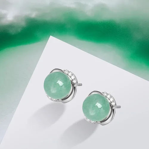 Miniatura 21 de Jade Earrings Studs,Green Jade Earrings for Women,925 Sterling Silver Earrings Studs for Sensitive Ears,Handmade Jade Earrings for Birthday
