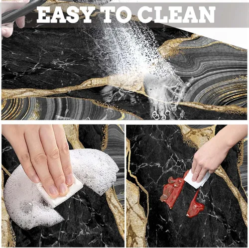 Miniatura 4 de MCALK Tapete de secado de platos negro mármol para encimera de cocina, almohadilla de secado de platos dorada con base de goma antideslizante