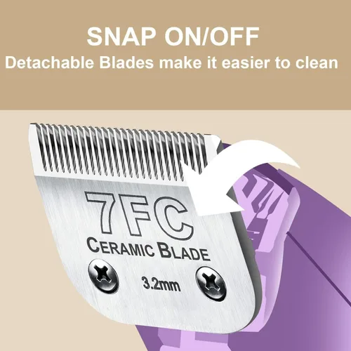 Miniatura 2 de 3 cuchillas 7FC de repuesto para aseo de perros compatibles con Andis Dog Clipper, hoja de cerámica y hoja de acero inoxidable Paquete de 3 #7FC