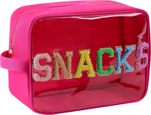 Bolsa de maquillaje de viaje cosmética bolsa de maquillaje de aseo Orgnizer para mujeres, Sacos transparentes de color rosa intenso, Internacional
