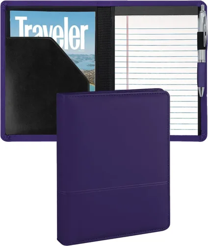 Miniatura 10 de Gorbado Carpeta para portafolio o cartera, mini carpeta de 5 x 8 pulgadas, bloc de escritura legal, carpeta organizadora de documentos A5 para Negro