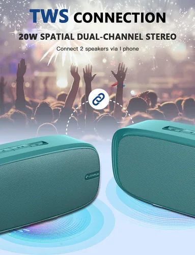 Miniatura 3 de LENRUE Altavoz Bluetooth, altavoz portátil inalámbrico con sonido estéreo fuerte, graves intensos, tiempo de reproducción de 12 horas, micrófono