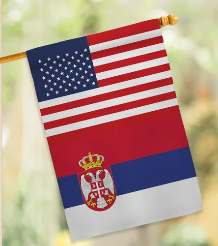 Miniatura 12 de Bandera de la Amistad de la Copa del Mundo de Serbia de Estados Unidos, asta de bandera de arte de pared para exteriores, decoración al aire libre