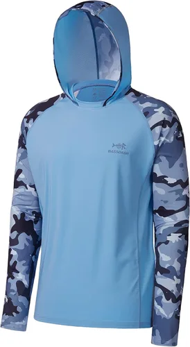 Miniatura 21 de BASSDASH Camisa de pesca de rendimiento UPF 50 para hombre, sudadera con capucha de camuflaje de manga larga FS17M