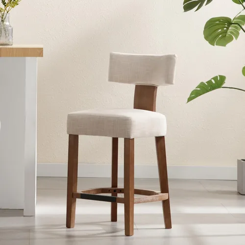 RIVOVA Taburete de bar de 26 pulgadas de altura de mostrador, taburetes de bar de cocina modernos con respaldo y patas de madera maciza, taburetes