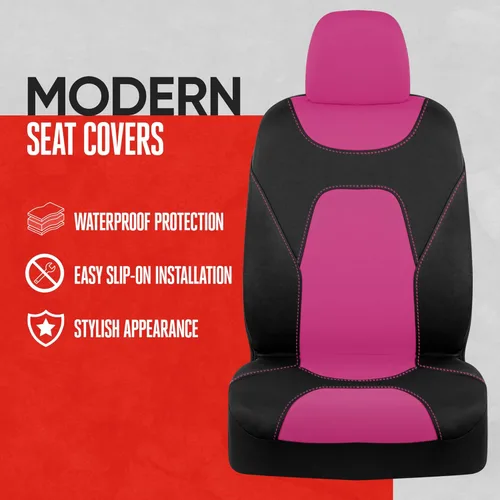 Miniatura 2 de Motor Trend AquaShield - Fundas impermeables para asiento delantero, fundas de asiento rosa para automóviles – Funda de neopreno para asientos