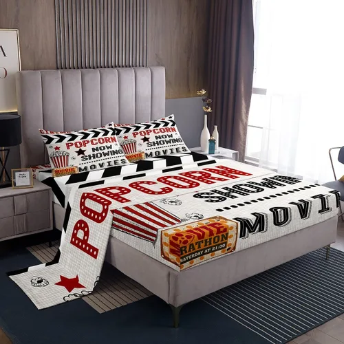 Miniatura 21 de Homewish Juego de sábanas de música de piano, tamaño Queen, juego de ropa de cama de notas musicales de 4 piezas para decoración de habitación