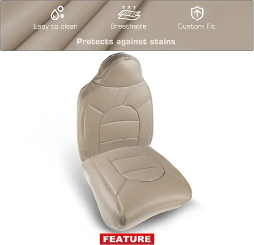 Miniatura 4 de A-Premium Funda de asiento de color marrón pergamino mediano compatible con Ford F-250/F-350/F-450/F-550 Super Duty Lariat 2000-2001 lado delantero