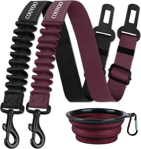 Miniatura 23 de COOYOO Cinturón de seguridad para perro, juego de 3 piezas retráctil, cinturones de seguridad ajustables para vehículo, nailon para mascotas, Set