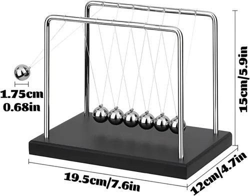 Miniatura 2 de LANIAKEA Newtons Cradle Balance Balls Newtons Cradle Pendulum con 7 bolas, base de madera negra, bola de equilibrio, oficina, hogar, decoración