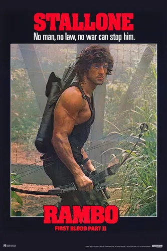 Póster de Rambo First Blood Part 2 Sylvester Stallone - Arco alternativo de los años 80, película de acción genial para pared, póster de 12 x 18
