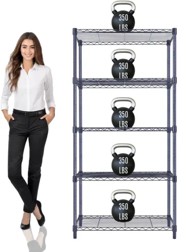 Estantería de alambre de 5 niveles color negro de 30 x 14 x 60 pulgadas, capacidad máxima de 1,750 libras, para uso comercial, escuela, hogar,