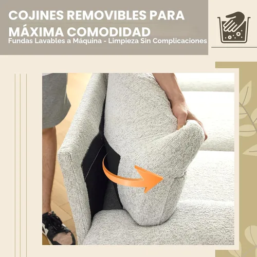 Miniatura 6 de VINGLI Sofá seccional en forma de U de 110' con dos chaise, sofá pequeño asequible con 4 asientos, sofás cómodos de tela chenille para sala