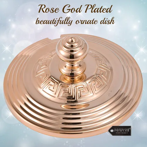 Miniatura 3 de Matashi Azucarero chapado en oro rosa, plato de miel, cuenco de cristal con diseño contemporáneo con cuchara tachonada de cristal, día de la madre