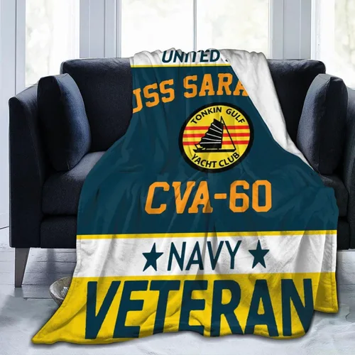 USS Saratoga Cva-60 - Manta cálida para adultos y niños, manta de forro polar para decoración de sala de estar, cama, sofá, 80 x 60 pulgadas