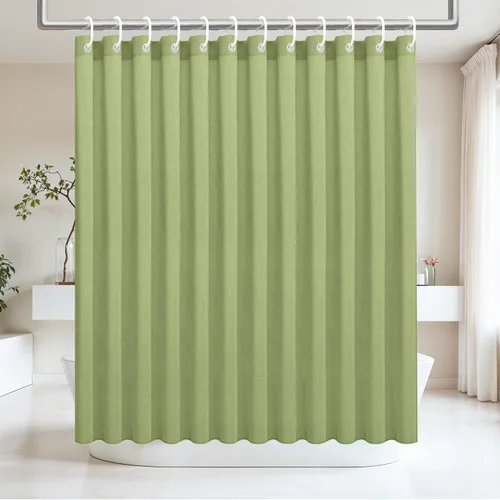 Miniatura 12 de Ga-Geetopia Cortina de ducha de lino sin gancho con forro a presión, cortina de ducha beige de estilo de lujo de hotel con ventana superior