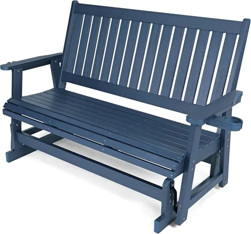 Miniatura 11 de HIPS Silla de columpio para patio con portavasos, resistente a todo tipo de clima, respaldo alto y asiento profundo contorneado, resistente para 900