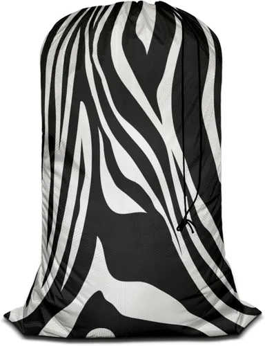 Swono Bolsa de lavandería con diseño de rayas de cebra, organizador de ropa sucia, estampado de cebra, diseño de animales, extra grande, resistente,
